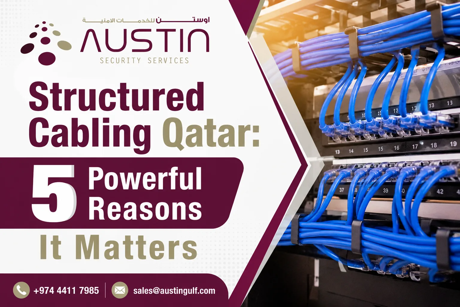 Structured cabling Qatar — Austin Security Services certified ELV installation